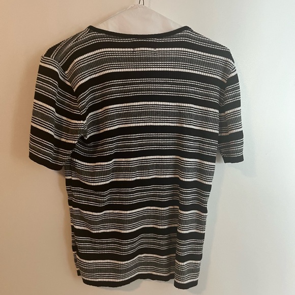 Vintage Basic Editions Black and White Striped Knit Top Medium - Picture 2 of 3